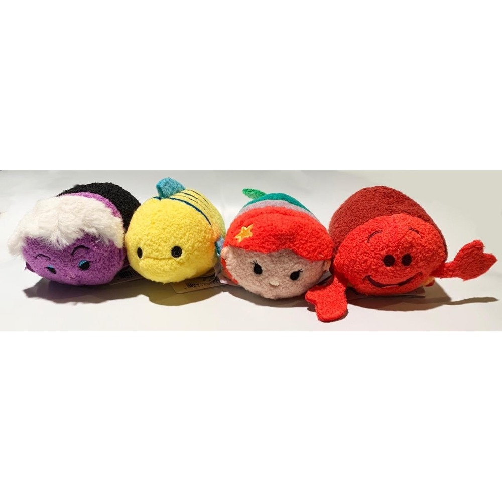 Disney Little Mermaid Tsum Tsum Plush Set 4 Mini 3.5" Stuffed Toys NWT